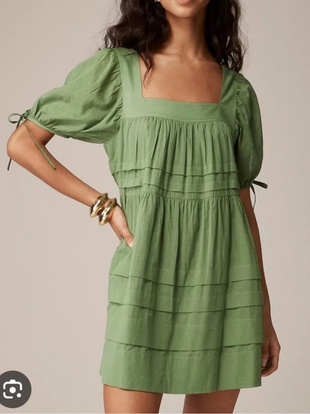 J. Crew green Calliste mini dress in cotton voile babydoll size XS